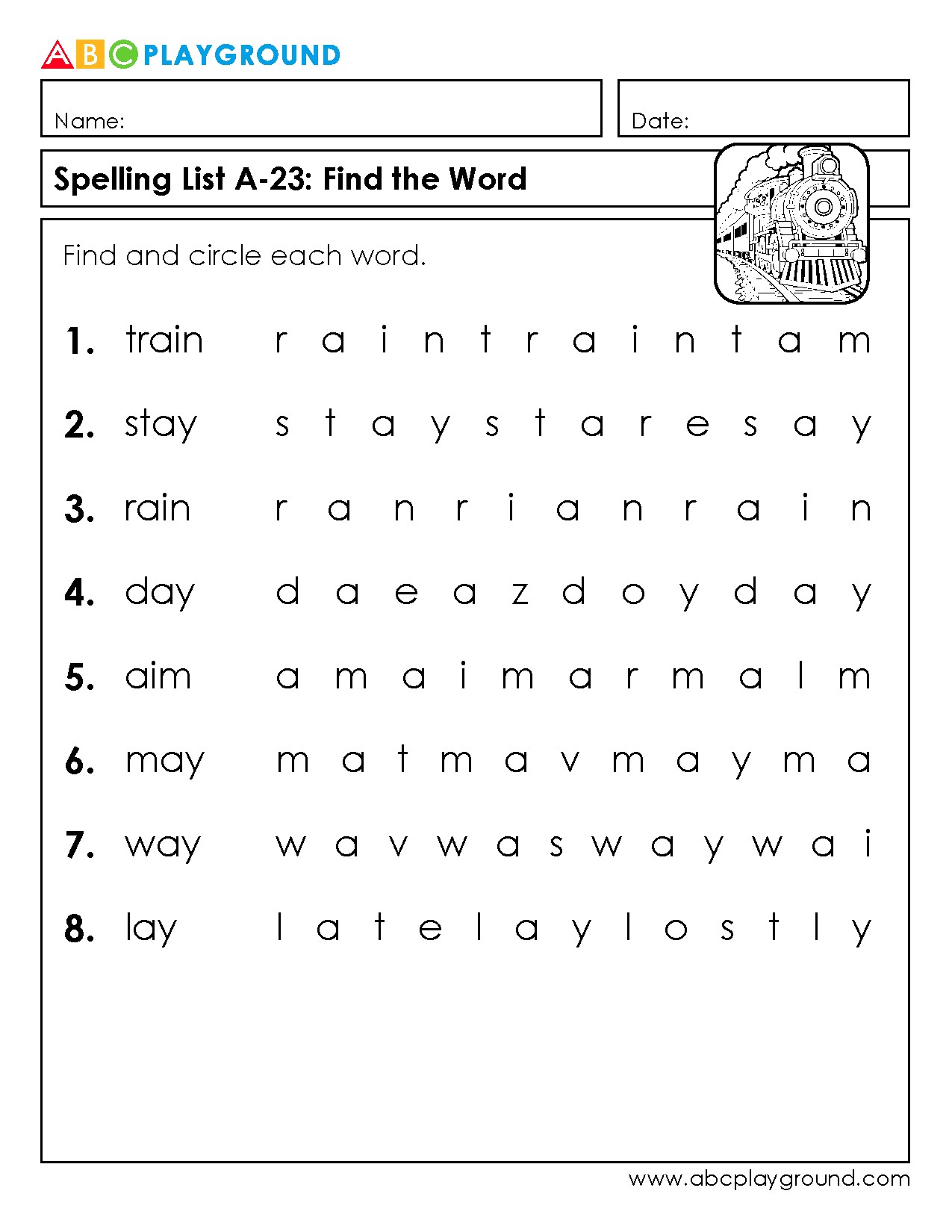 Find and Circle Spelling Words in a Word Search Puzzle