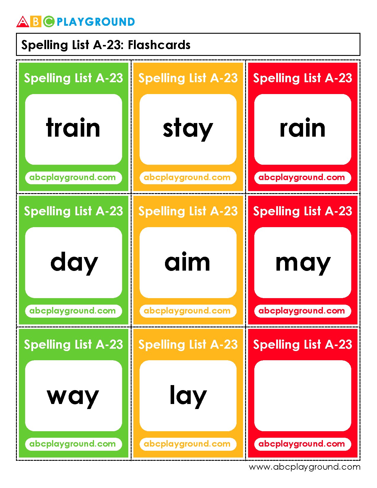 Spelling Flashcards for Common Words and Phonics Practice