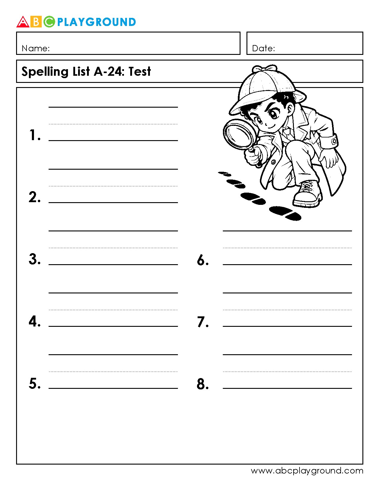 Spelling Test Worksheet for Practice and Assessment
