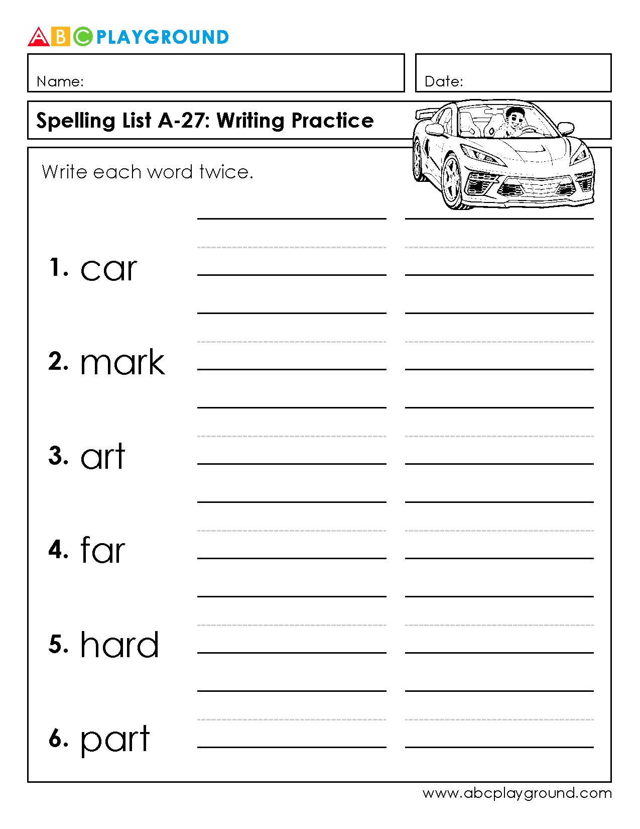 Spelling Practice Worksheet with Writing Exercises