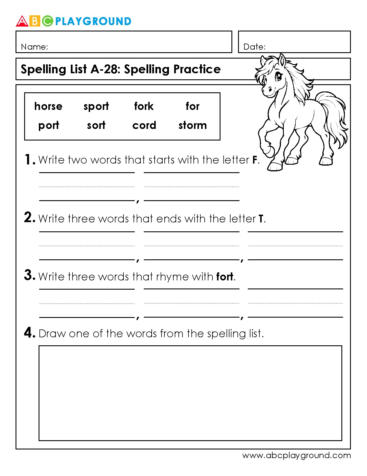 Spelling Practice with Letter F and Rhyming Words
