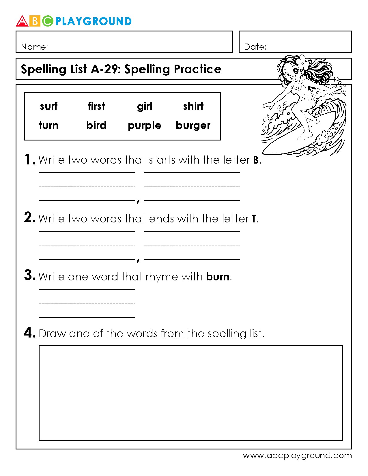 Spelling Practice with Letter Sounds and Rhymes