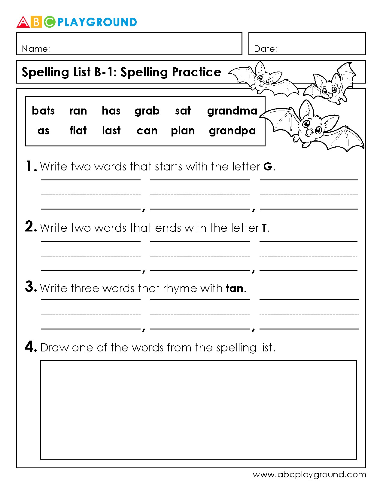 Spelling Practice with Letter Focus and Rhyming Words