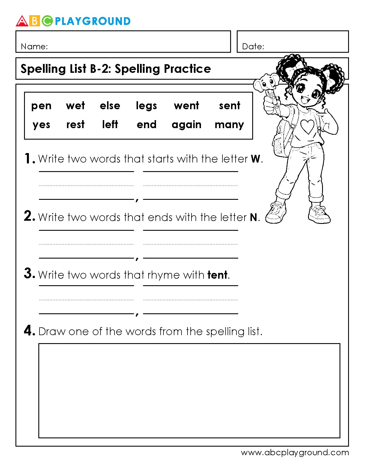 Spelling Practice with Word Families and Rhyming Words