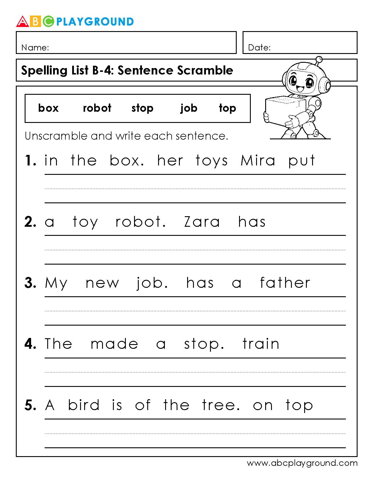 Sentence Scramble Worksheet Practice for Early Learners