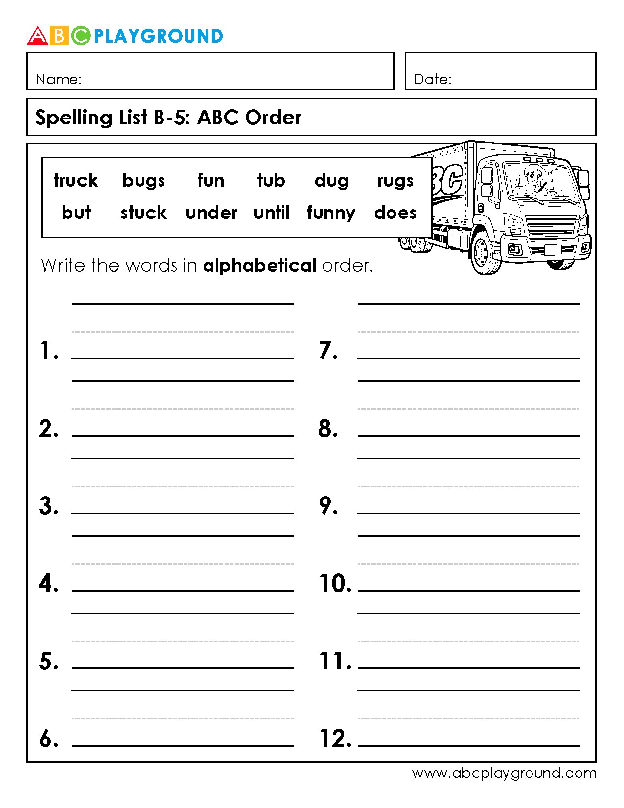 Practice Alphabetical Order with Spelling Words