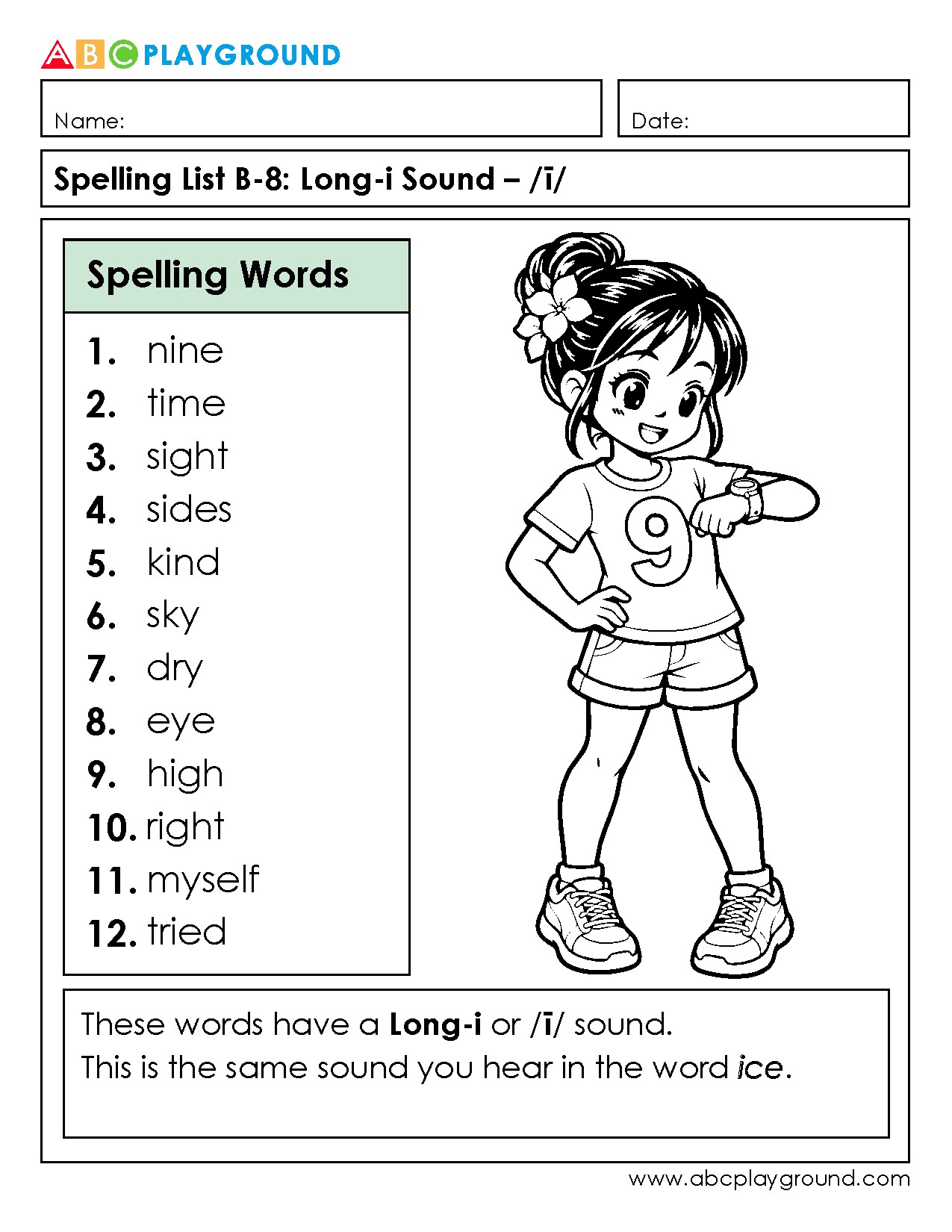 Spelling Words with the Long-i Sound /ī/ Practice