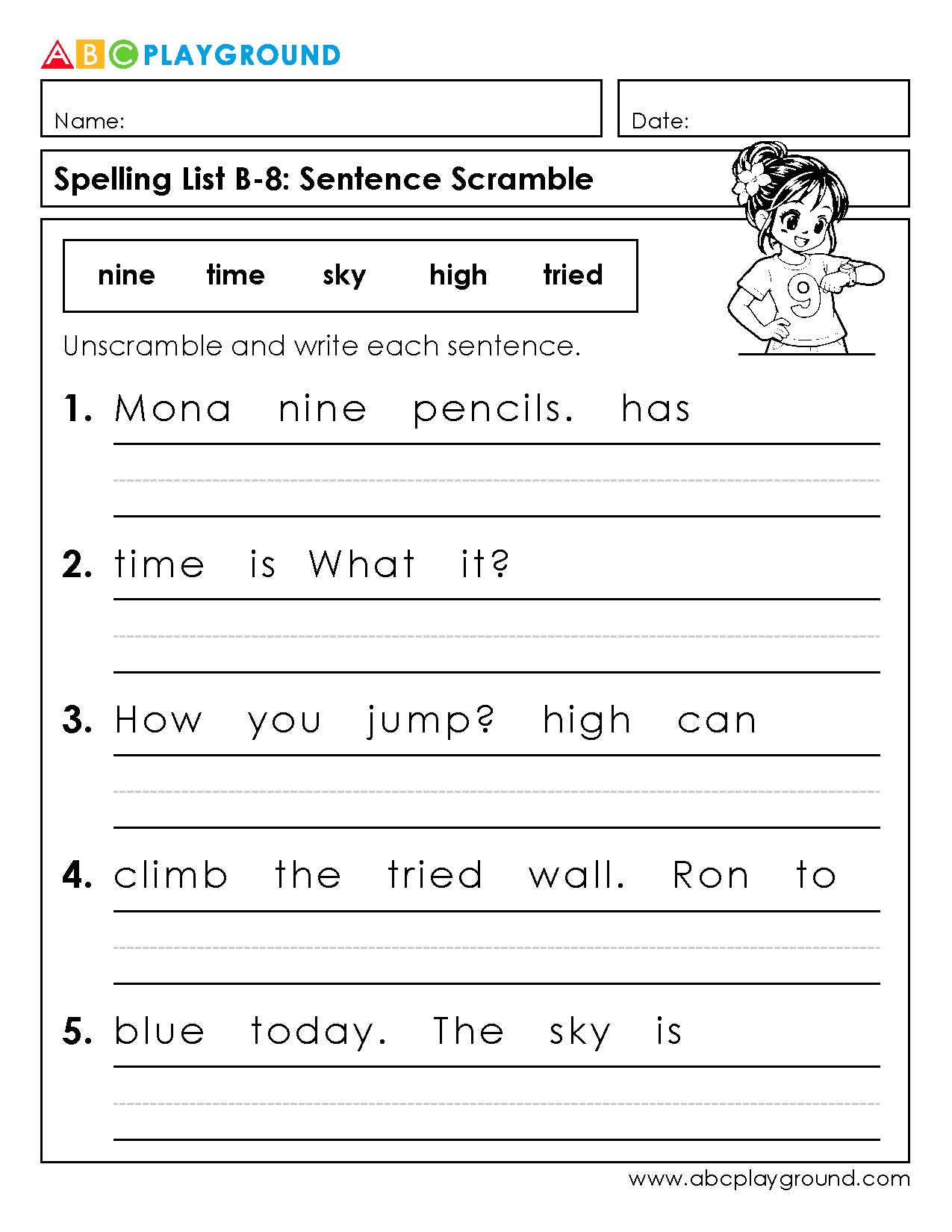 Sentence Scramble Practice for Spelling and Grammar