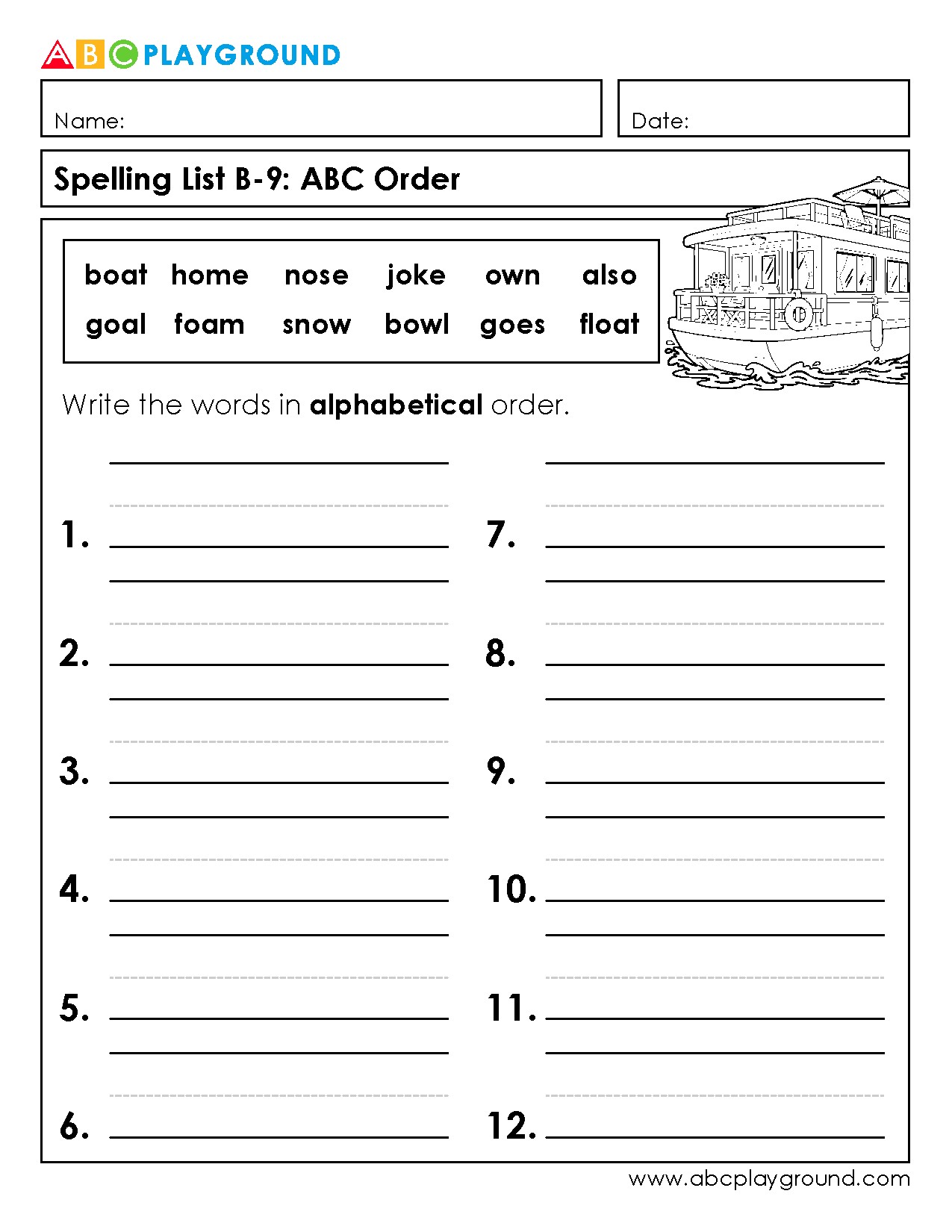Practice Alphabetical Order with Spelling Words