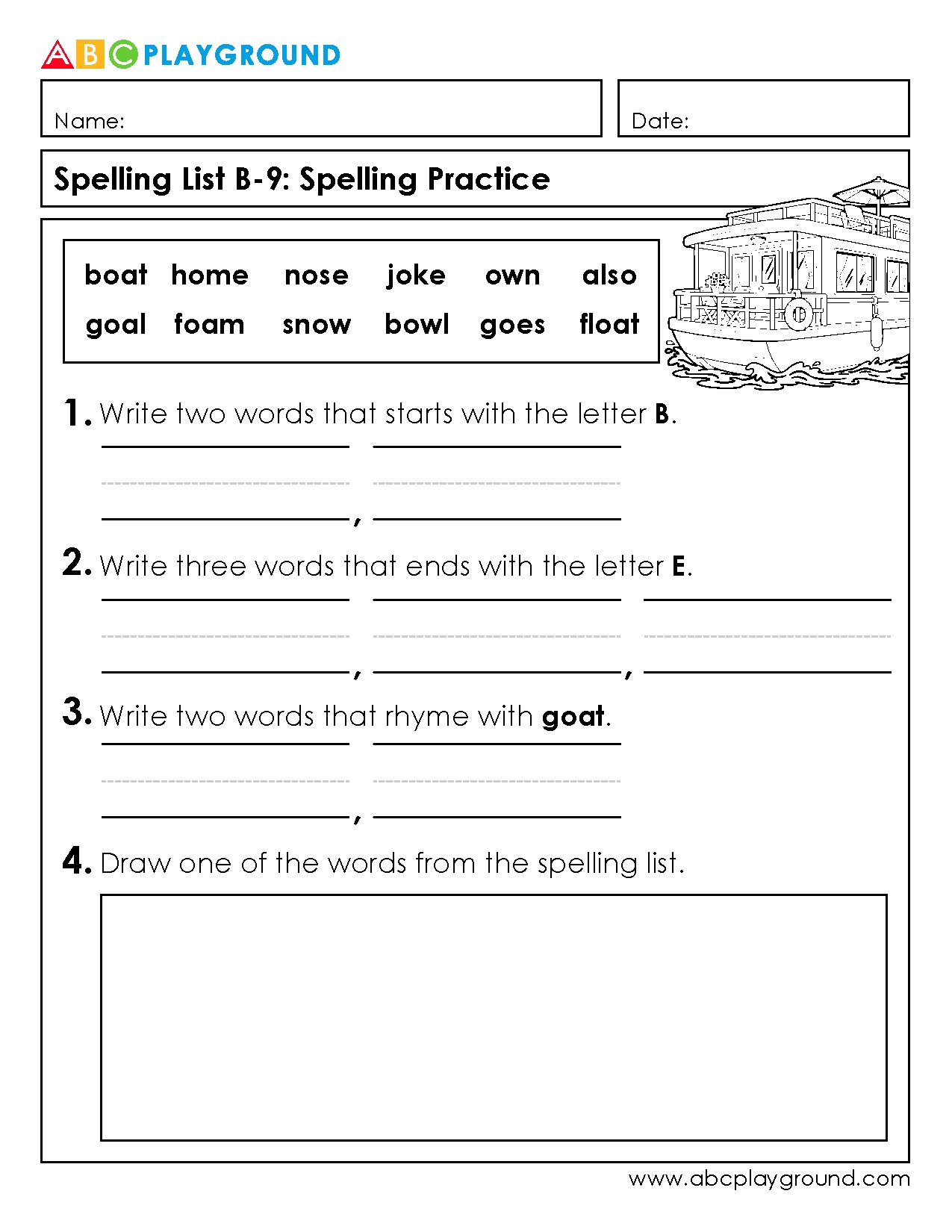 Spelling Practice with Words Starting and Ending with Letters
