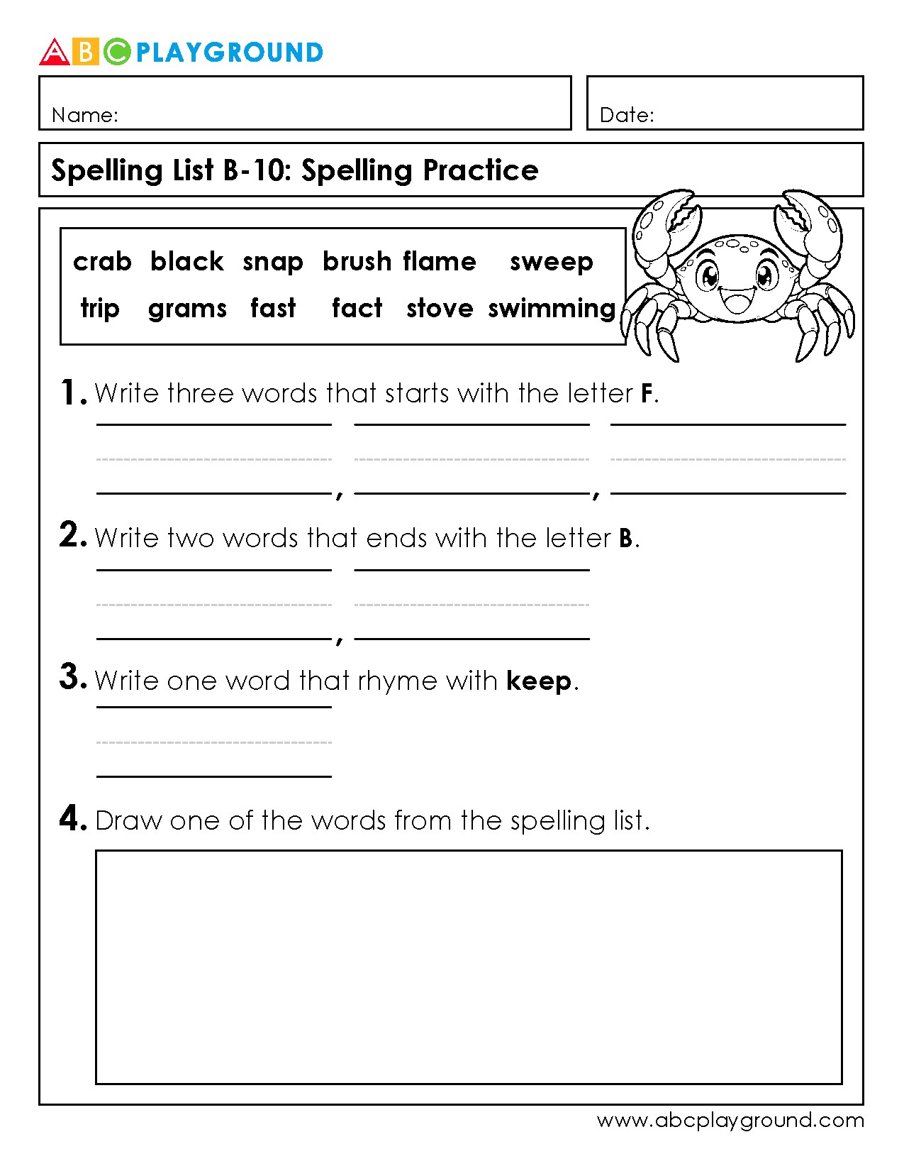 Spelling Practice with Word Lists and Rhyming Words