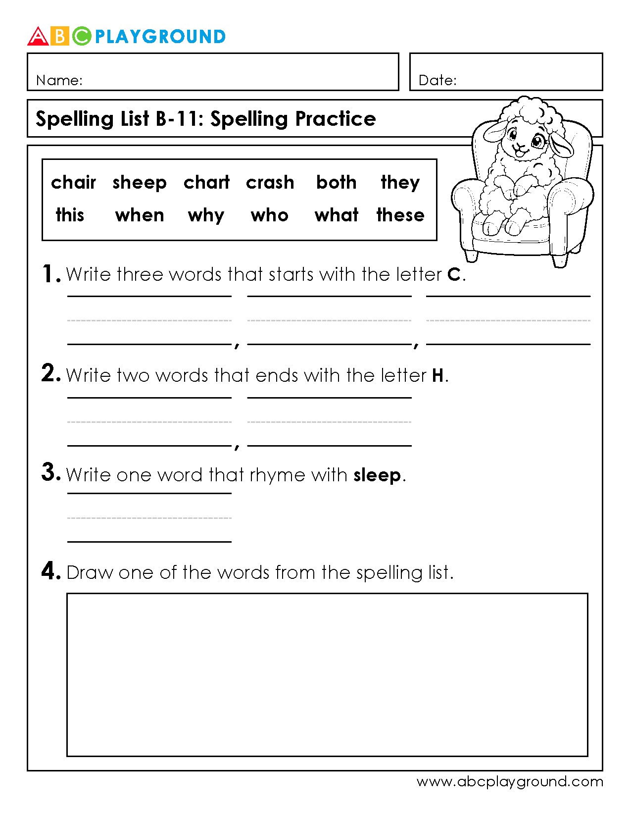 Spelling Practice with Words Starting and Ending with Letters