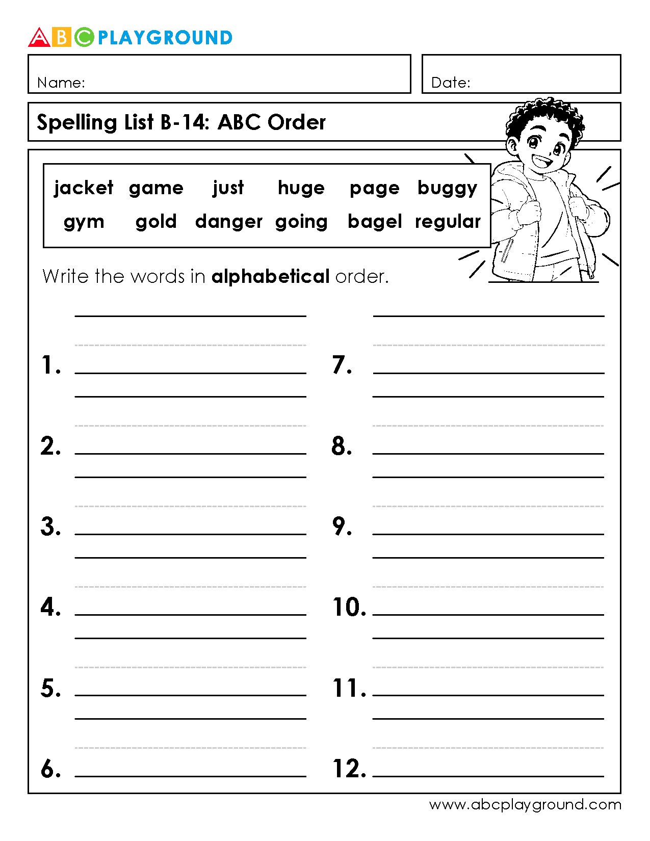 Spelling Practice: Arrange Words in Alphabetical Order