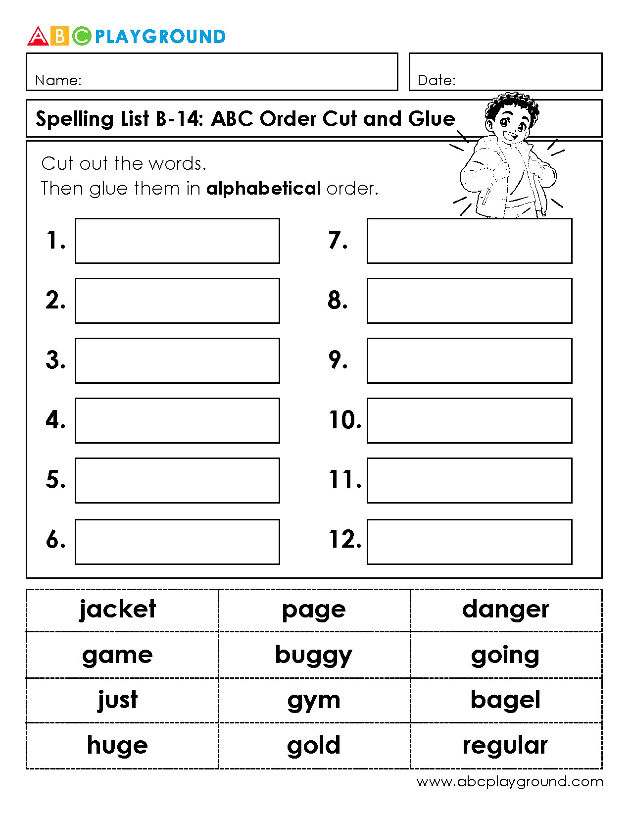 Cut and Glue Words in Alphabetical Order Activity