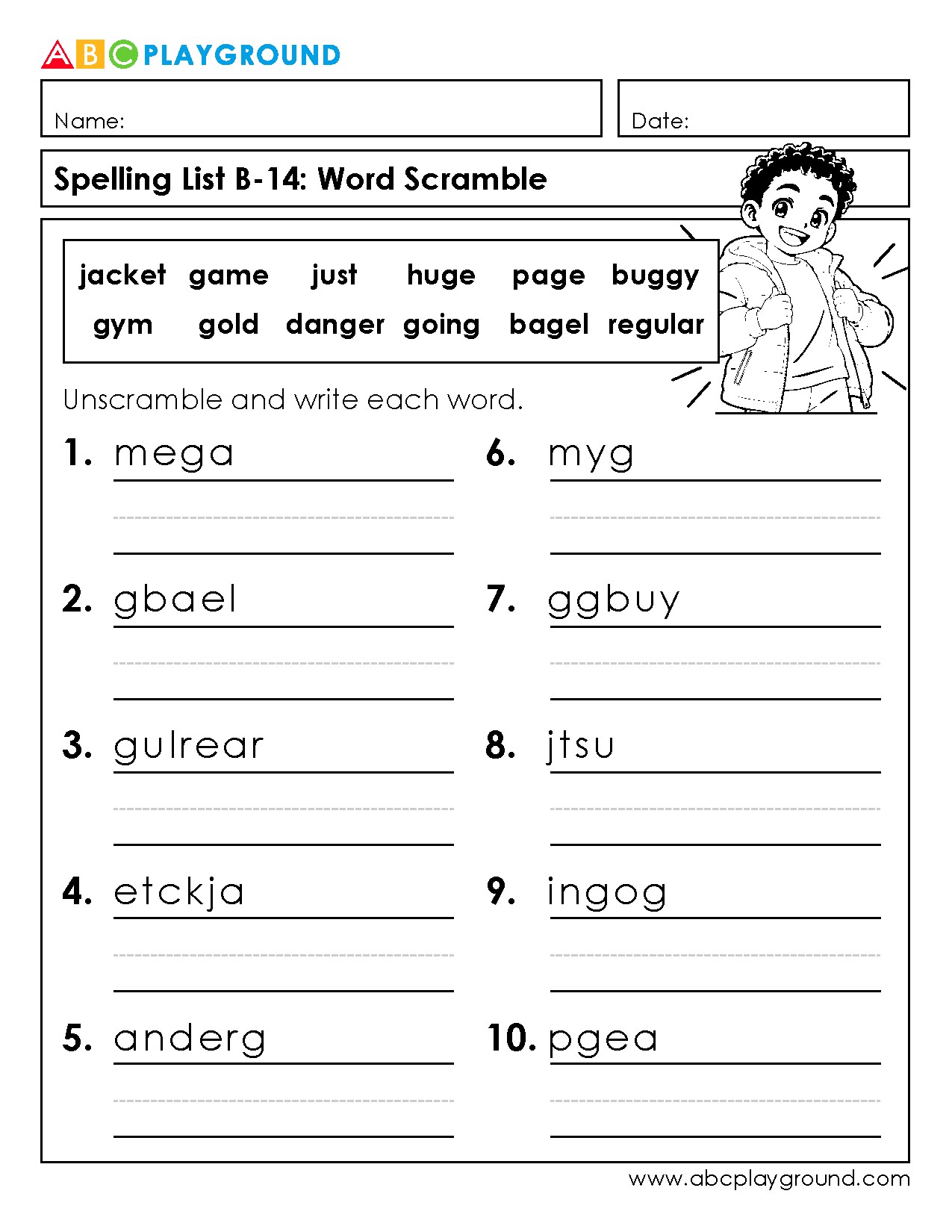 Fun Word Scramble Spelling Worksheet