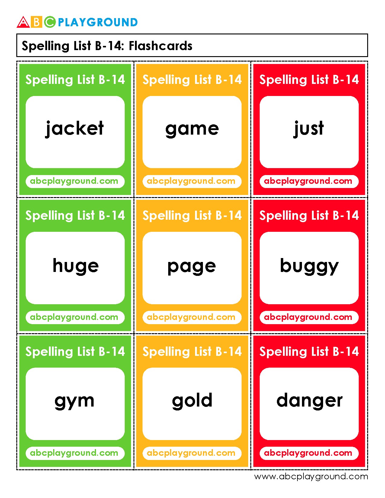 Spelling Flashcards for Core Vocabulary Practice