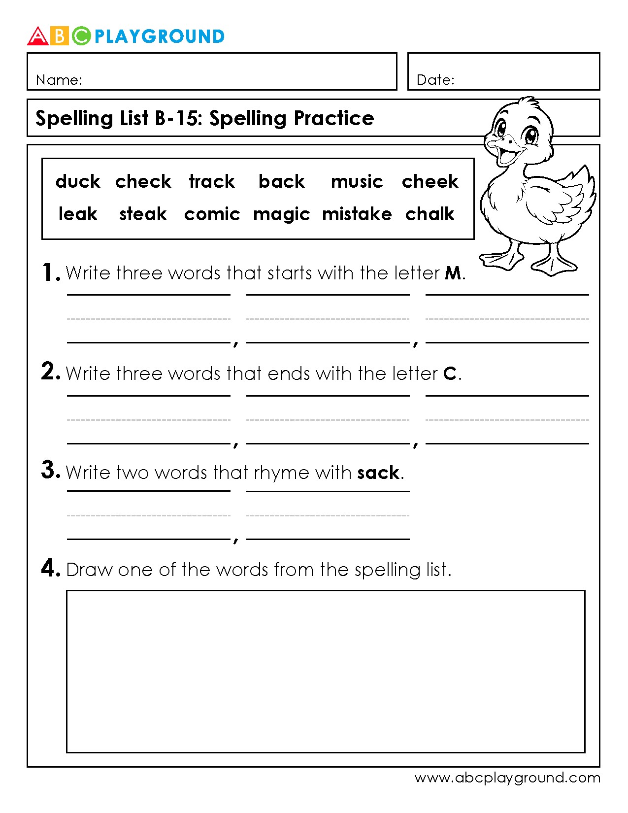 Spelling Practice with Words Starting and Ending with Letters