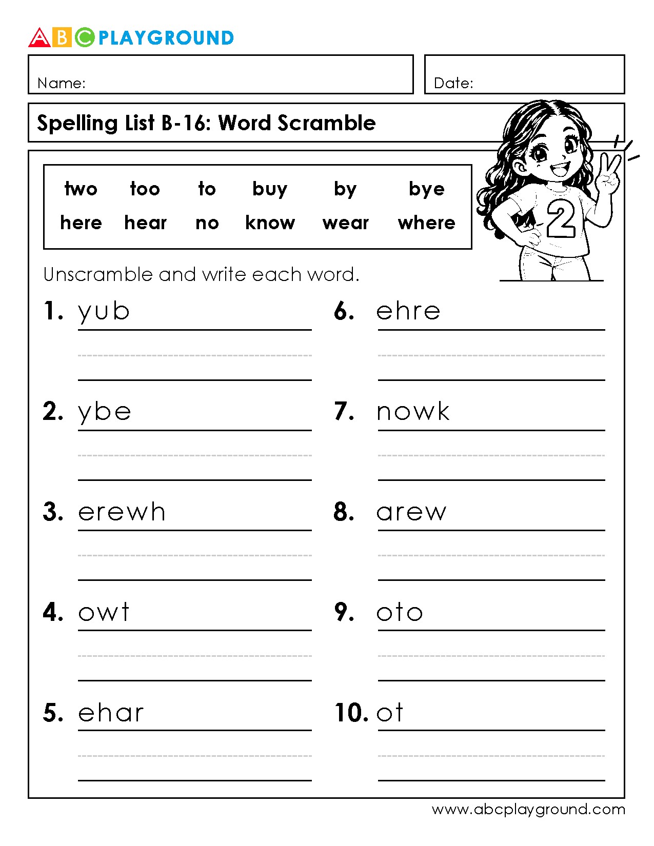 Word Scramble Activity for Common Sight Words Practice