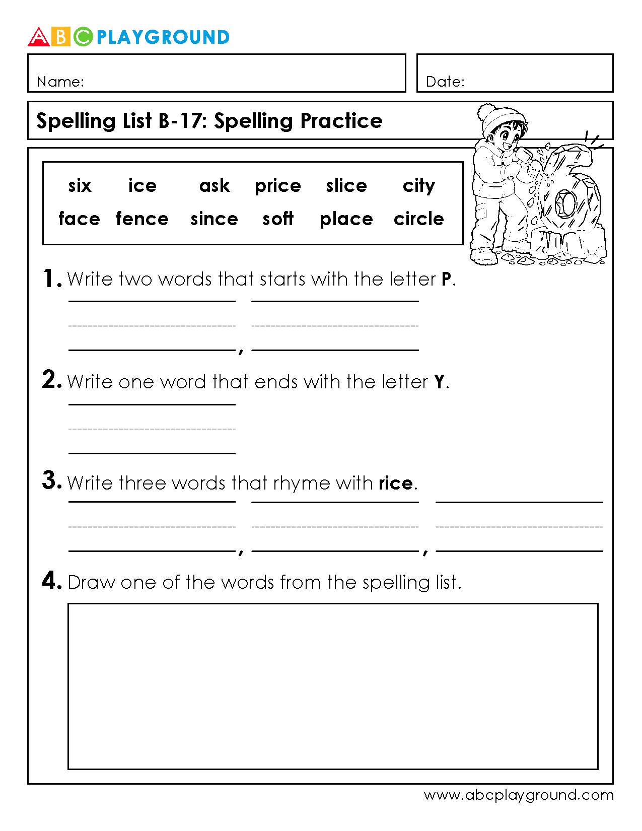 Spelling Practice with Words and Rhymes