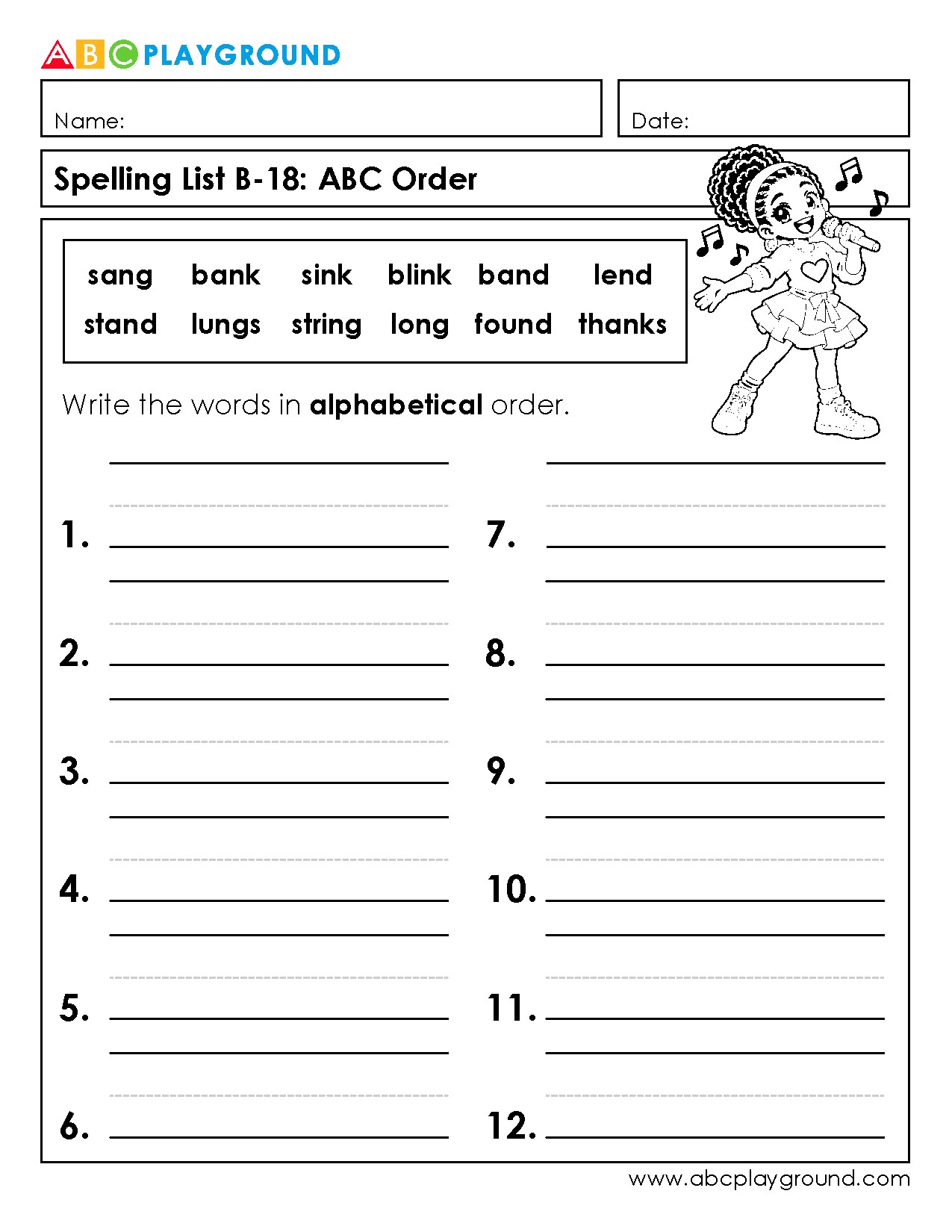 Practice Alphabetical Order with Spelling Words