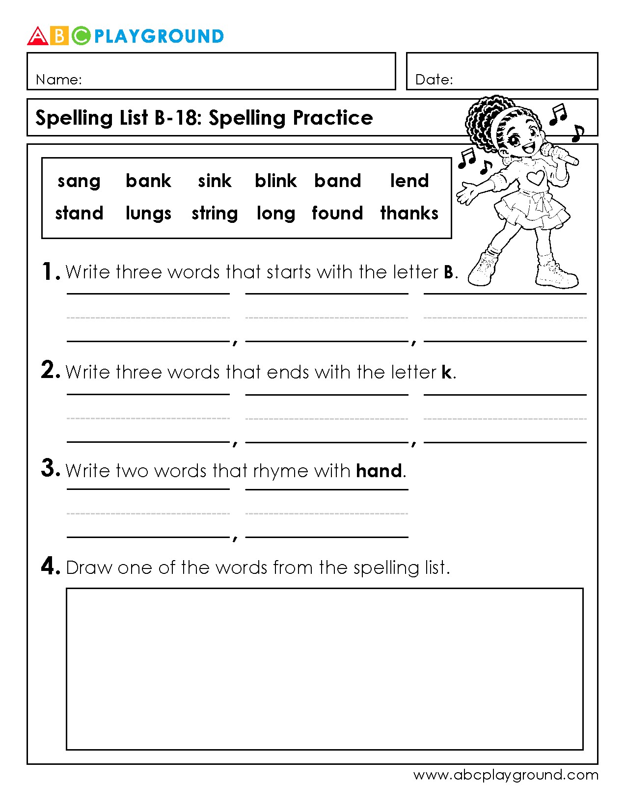 Spelling Practice with Rhymes and Letter Recognition