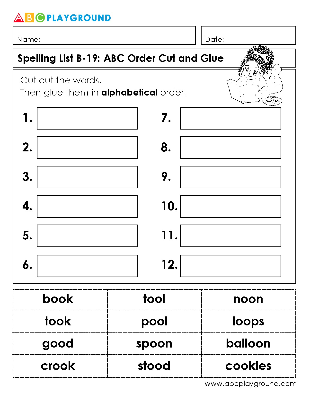 Cut and Glue Activity to Practice Alphabetical Order