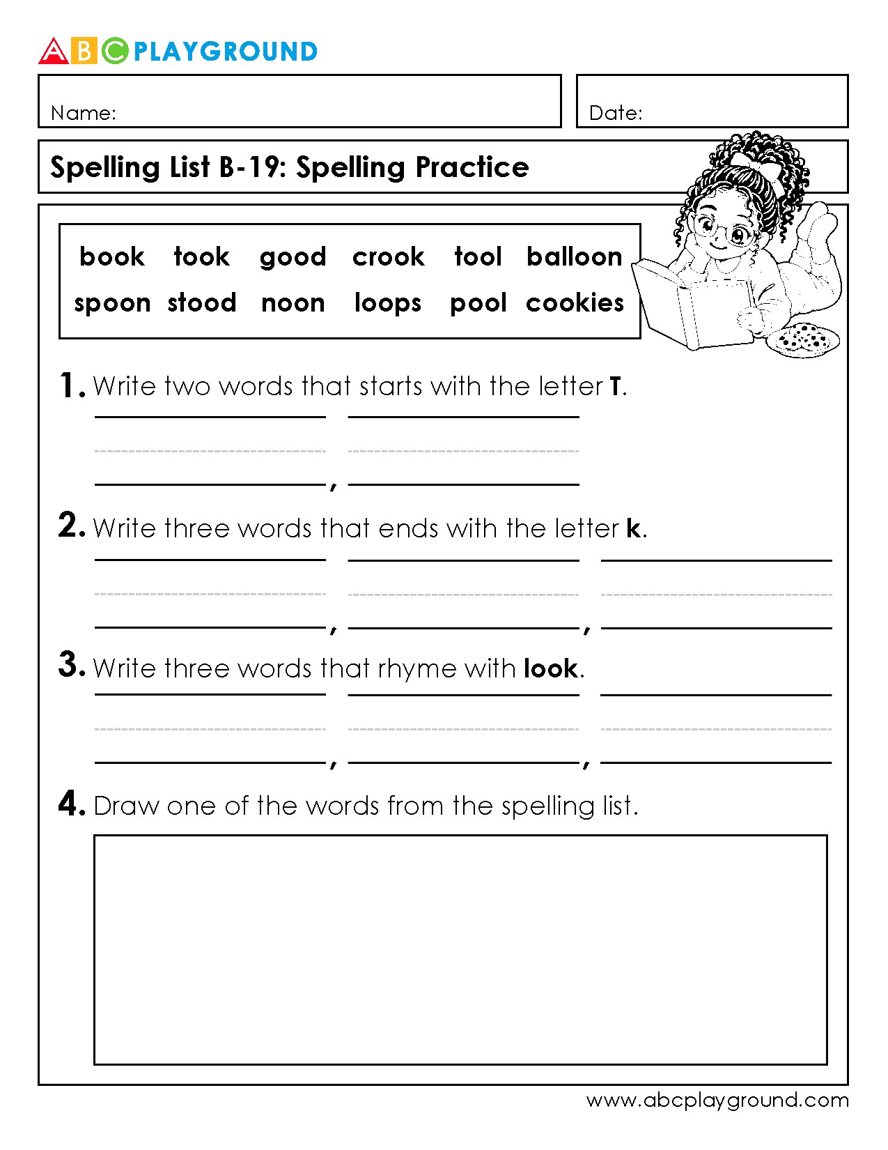 Spelling Practice with Words Starting and Ending with Letters