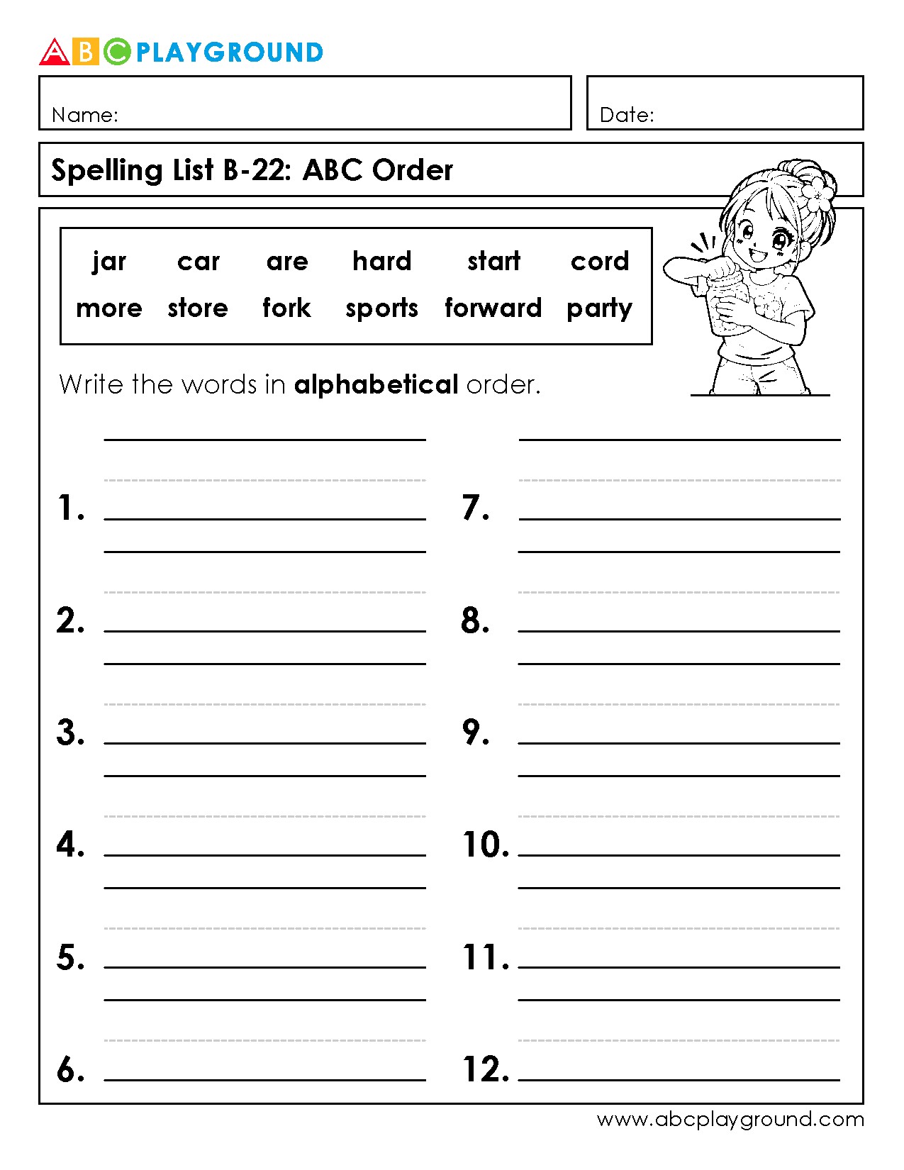 Practice Alphabetical Order with Spelling Words