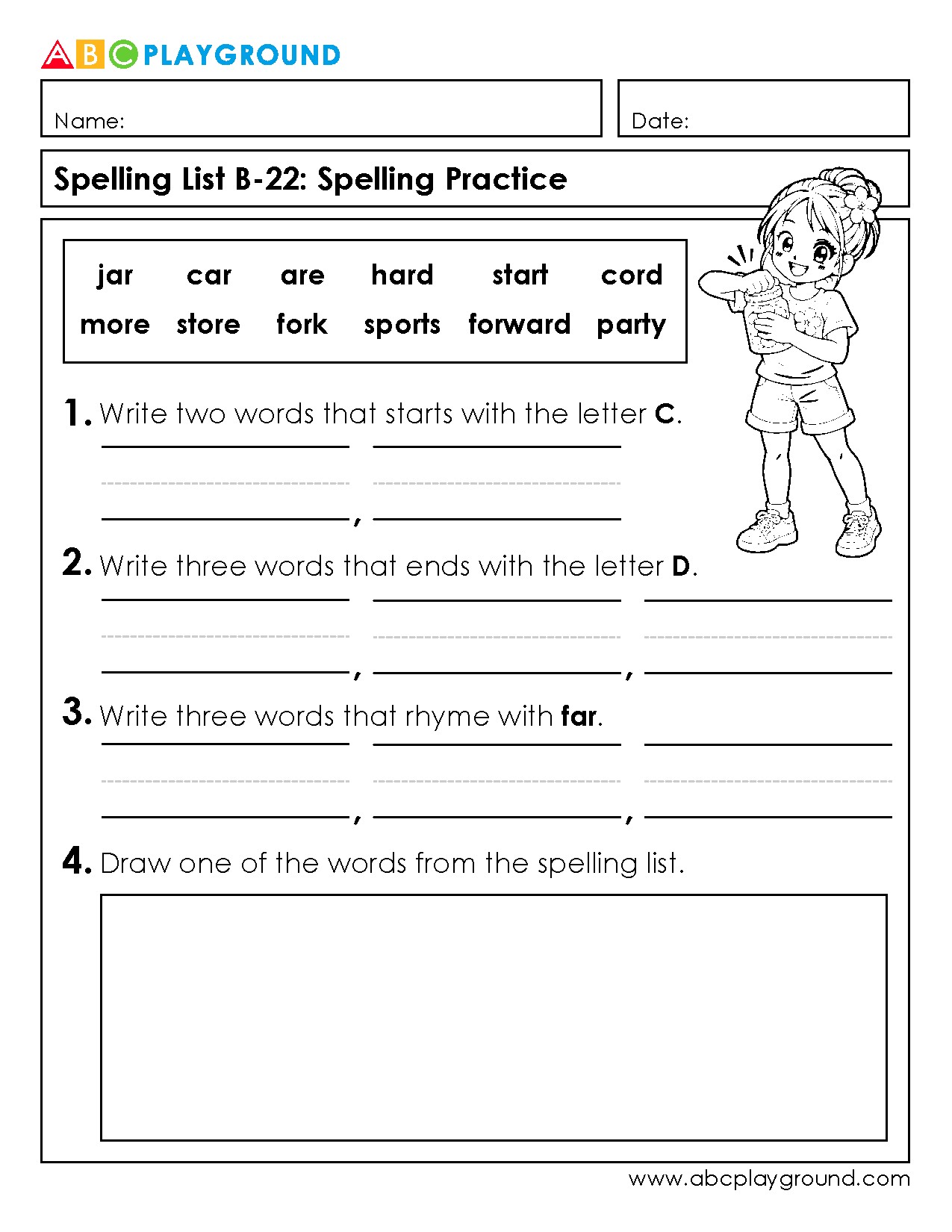 Spelling Practice with Letter C, D, and Rhyming Words