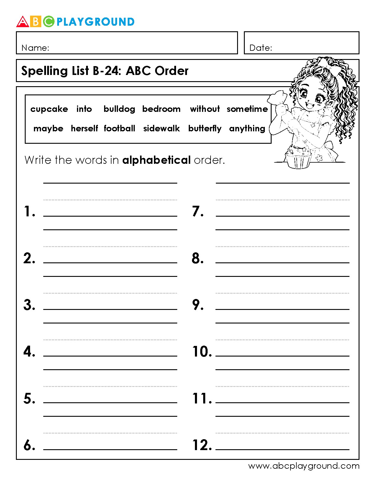 Spelling Practice: Arrange Words in ABC Order