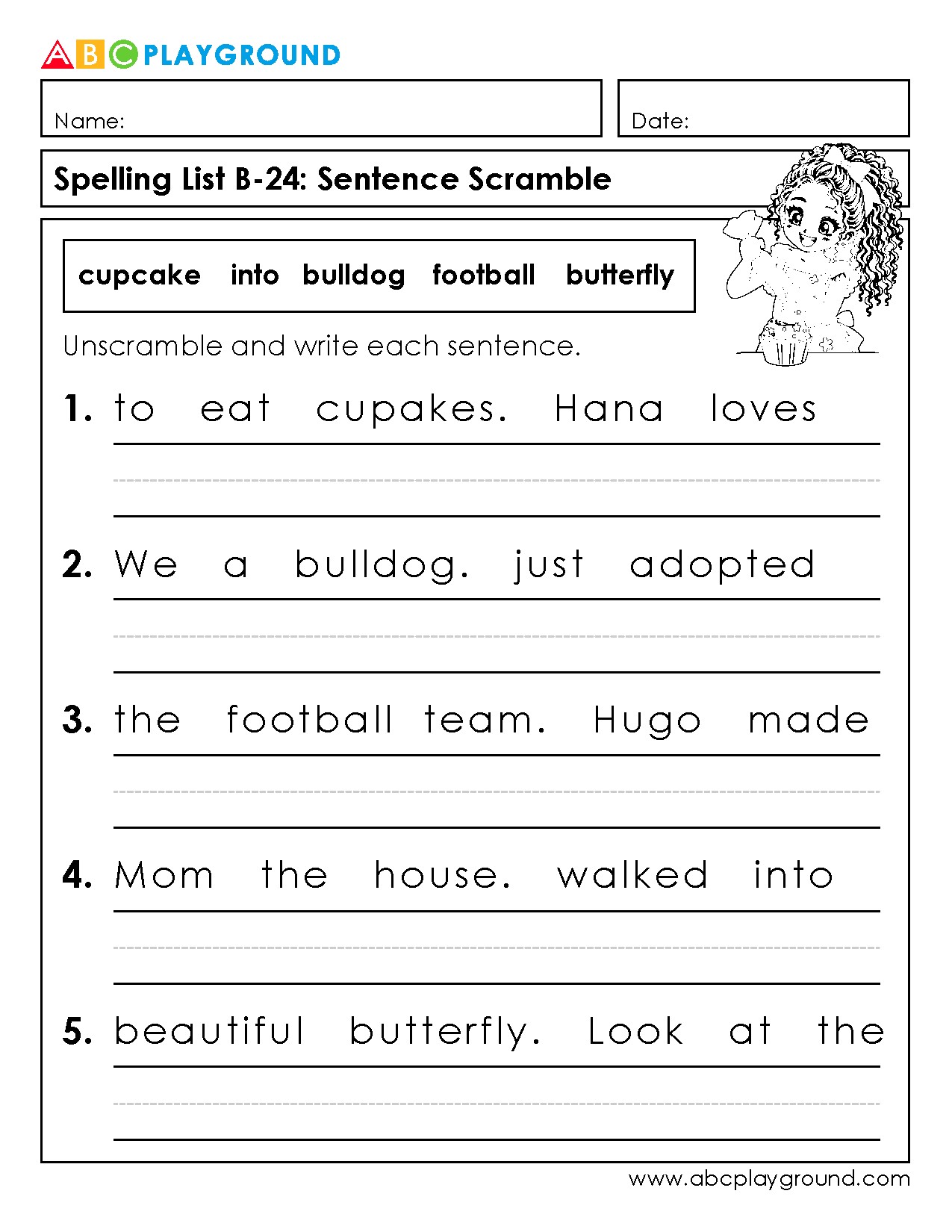 Sentence Scramble Worksheet for Literacy Practice