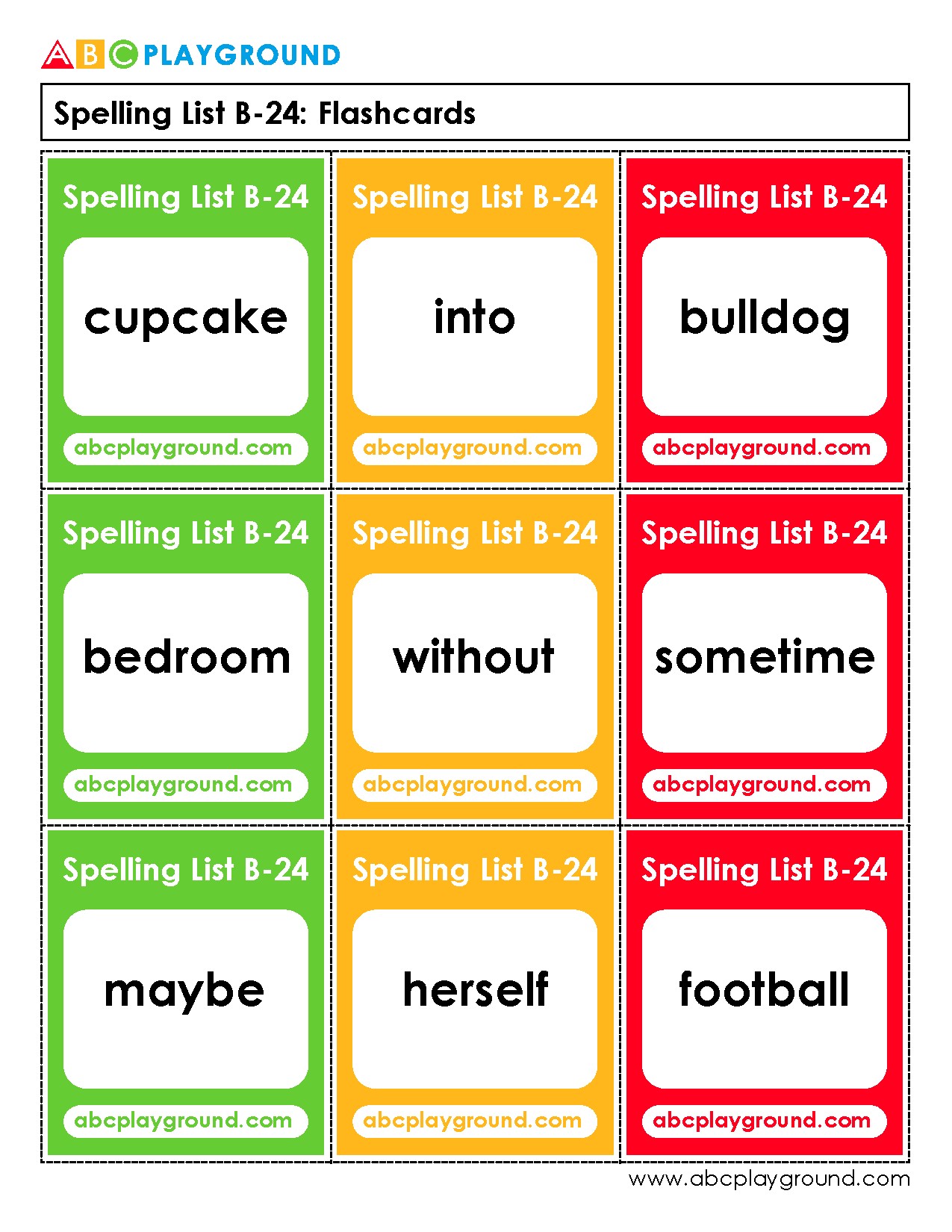 Spelling Flashcards for Key Vocabulary Practice