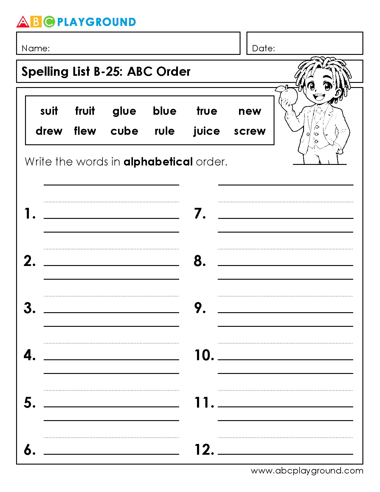 Practice Putting Words in ABC (Alphabetical) Order