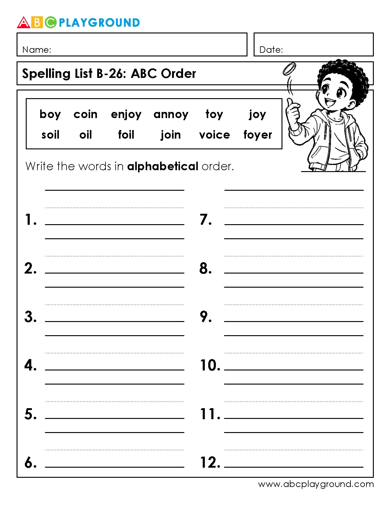 Practice Alphabetical Order with Spelling Words