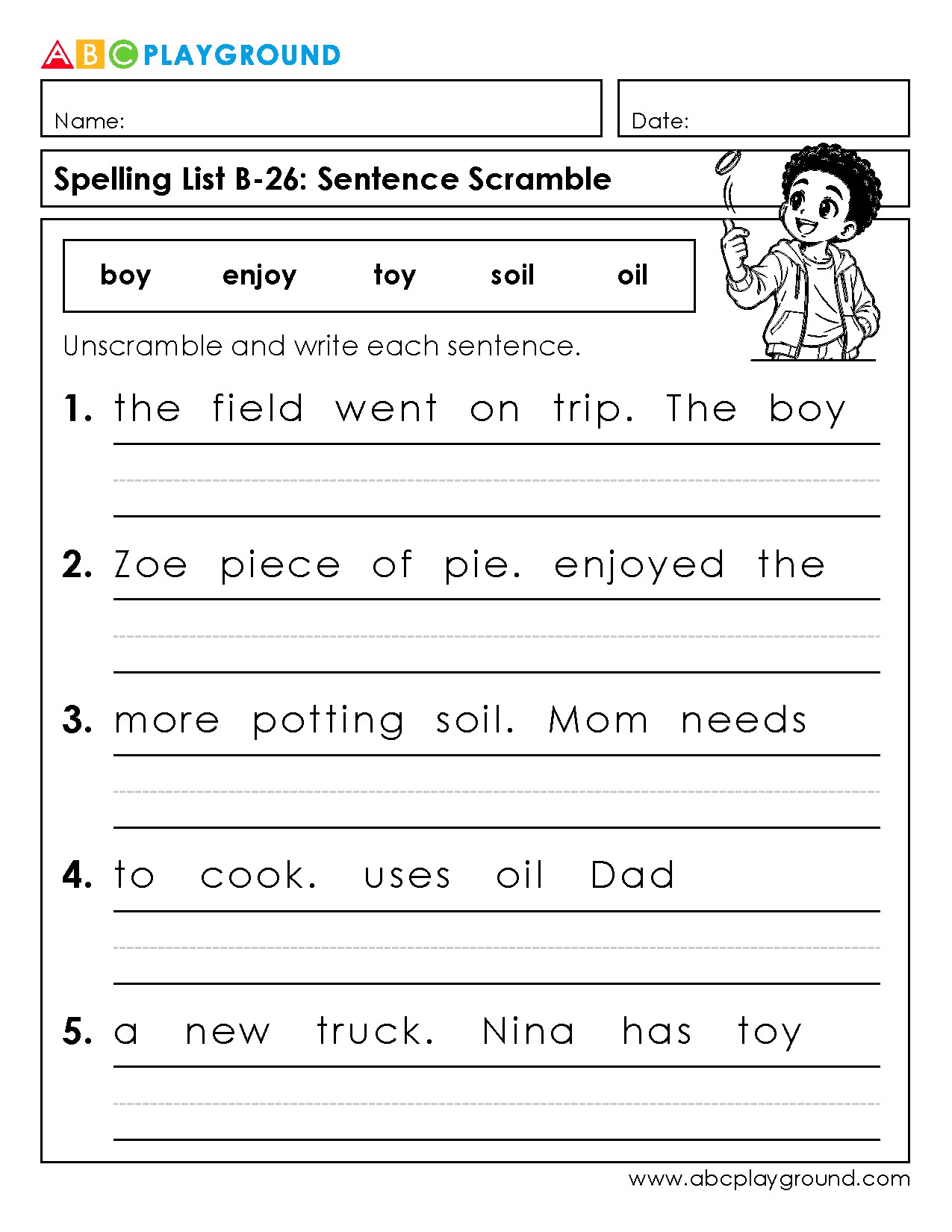 Fun Sentence Scramble Worksheet for Early Literacy Practice