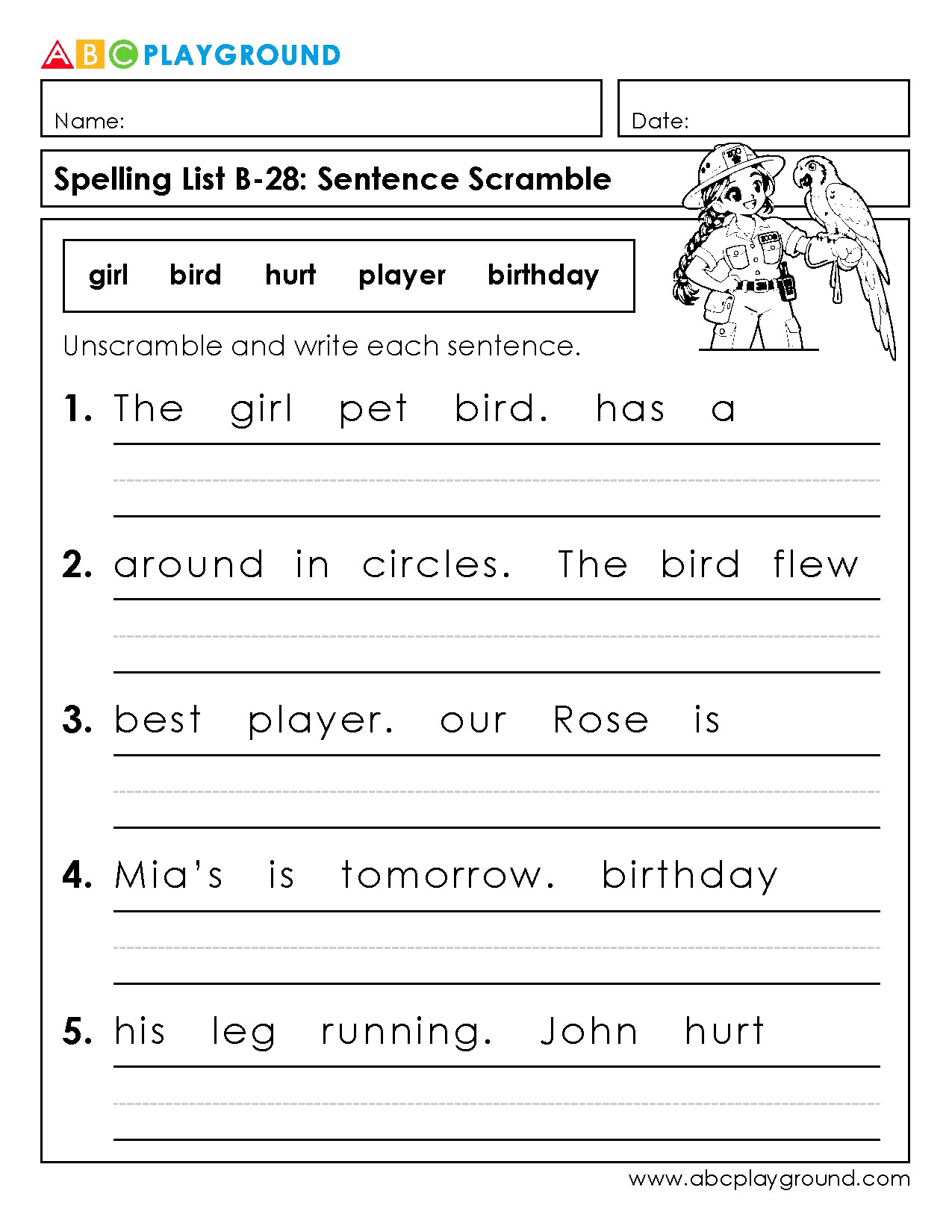 Sentence Scramble Worksheet for Building Grammar Skills