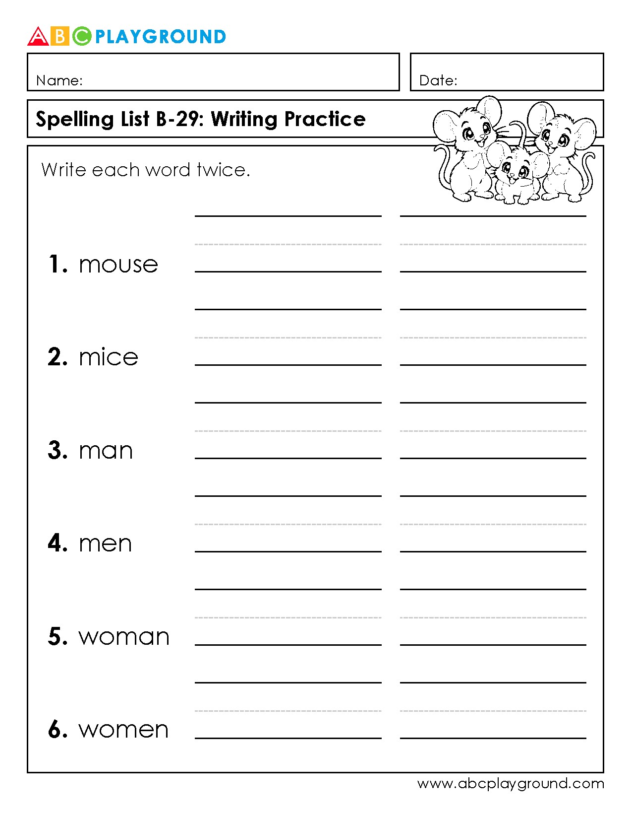 Plural Nouns Writing Practice Worksheet