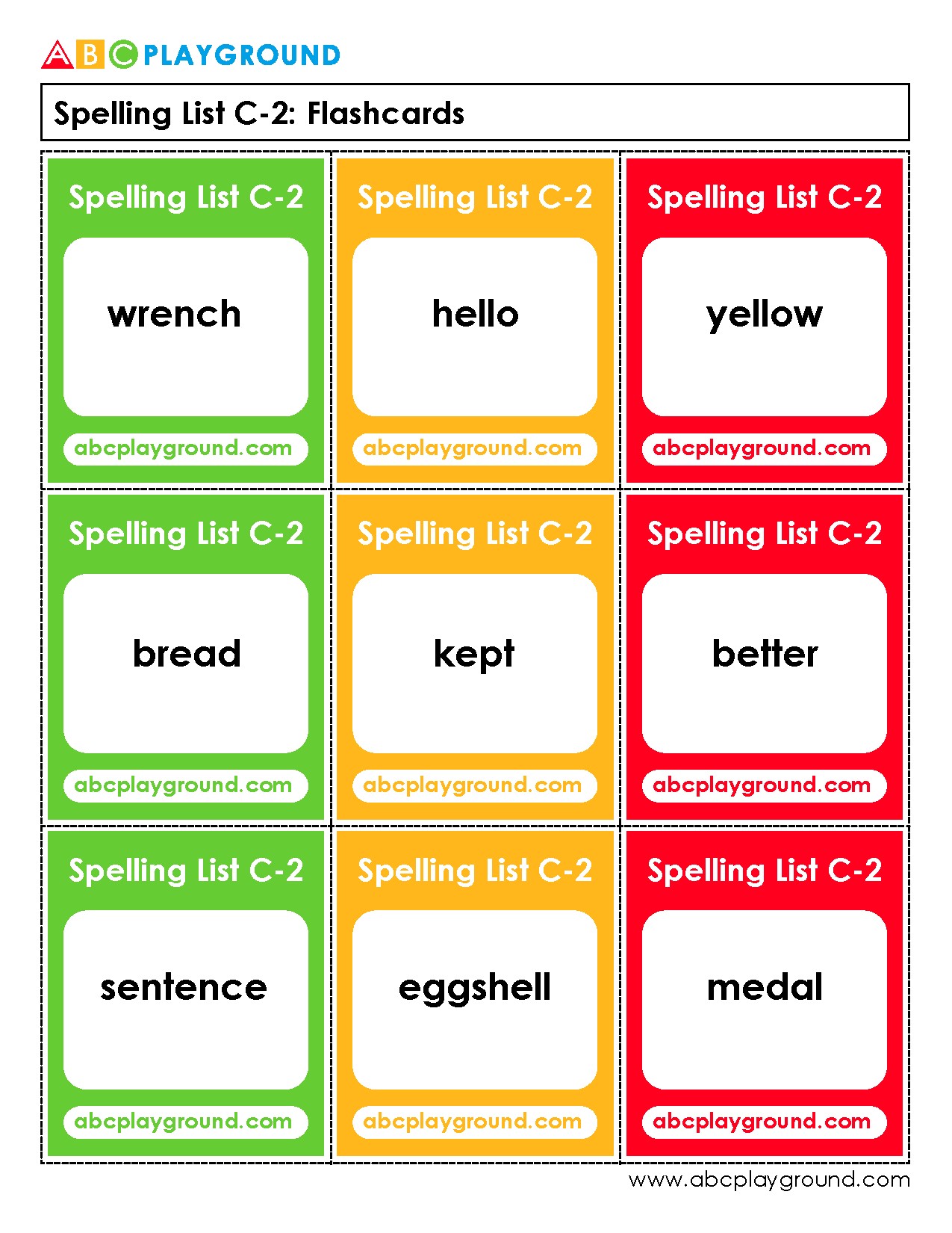 C2 Spelling List Flashcards for Vocabulary Practice