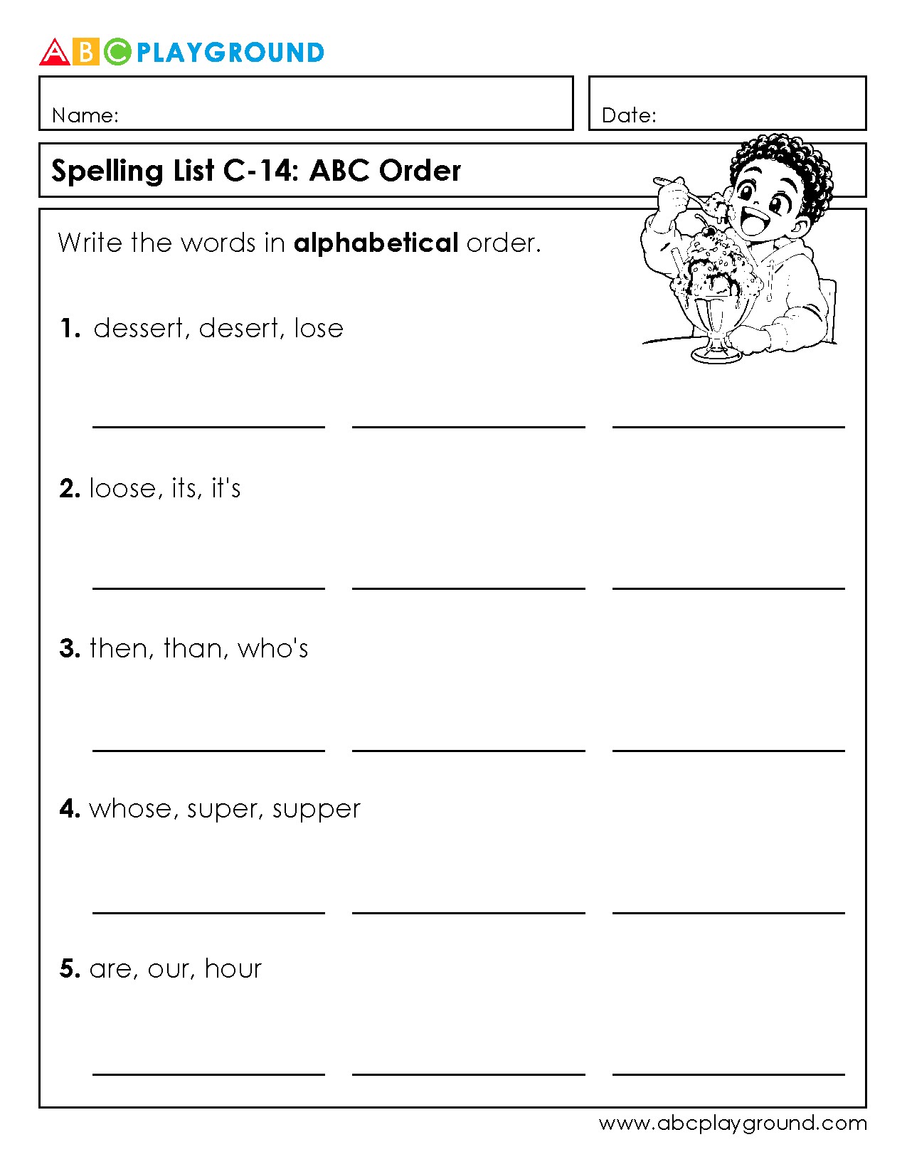 C14 Practice Writing Words in Alphabetical Order