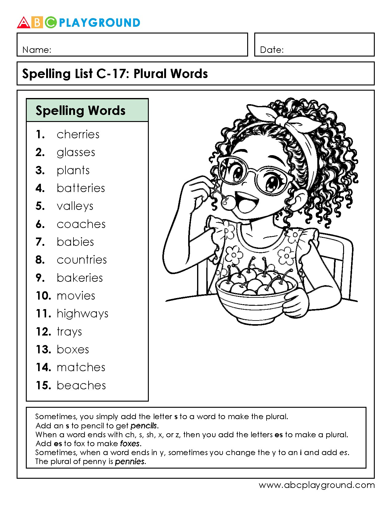 C18 Learn Rules for Forming Plural Words with Examples
