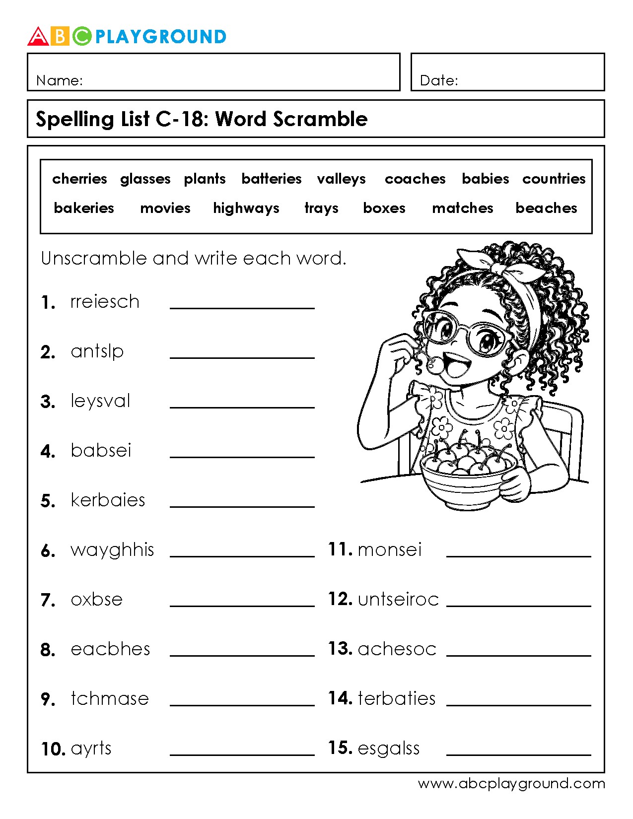 C18 Word Scramble Spelling Practice with Plural Nouns