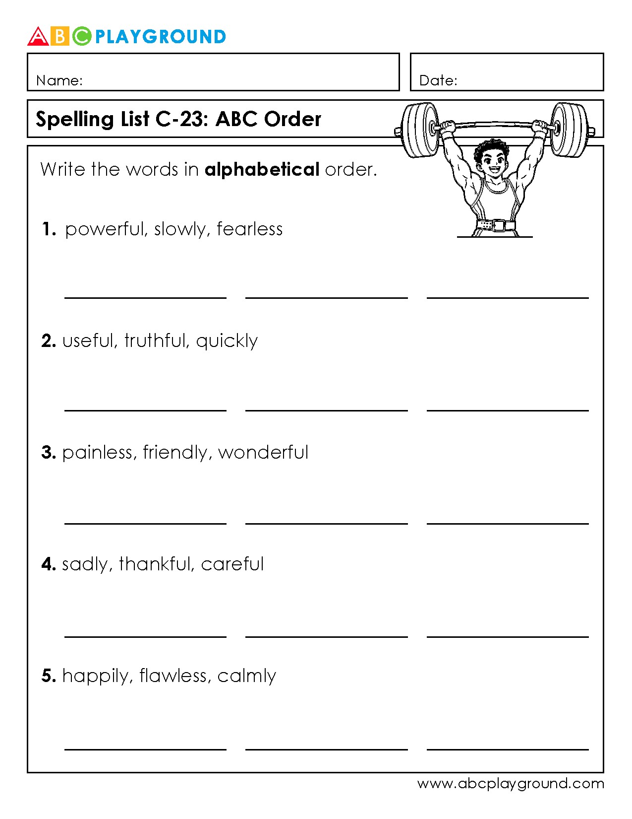 C23 Practice Alphabetical Order with Spelling Words