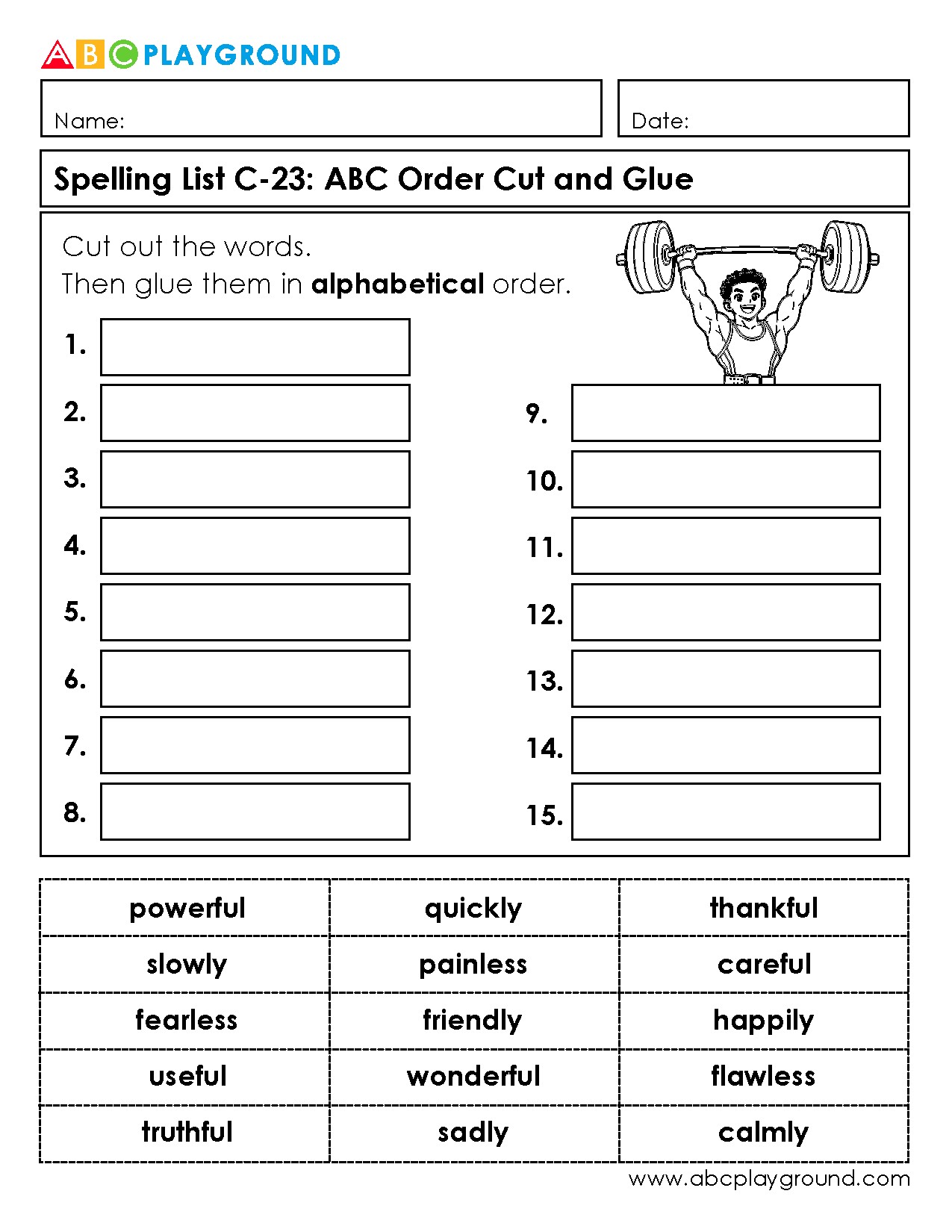 C23 Spelling Practice: Alphabetical Order Cut and Glue Activity